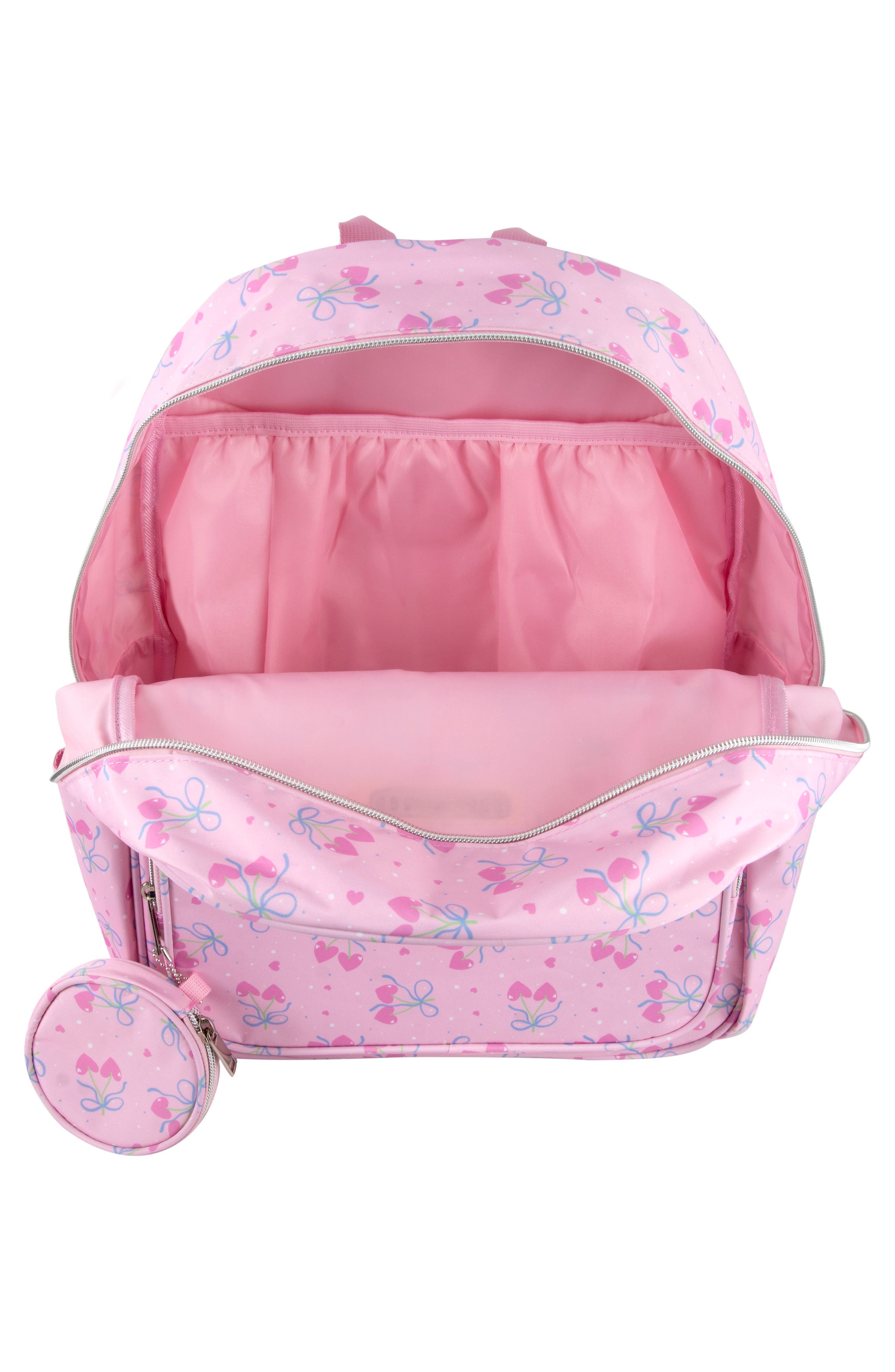 Jessica Simpson Kids' Cherry Print Nylon Backpack, Alternate, color, Pink