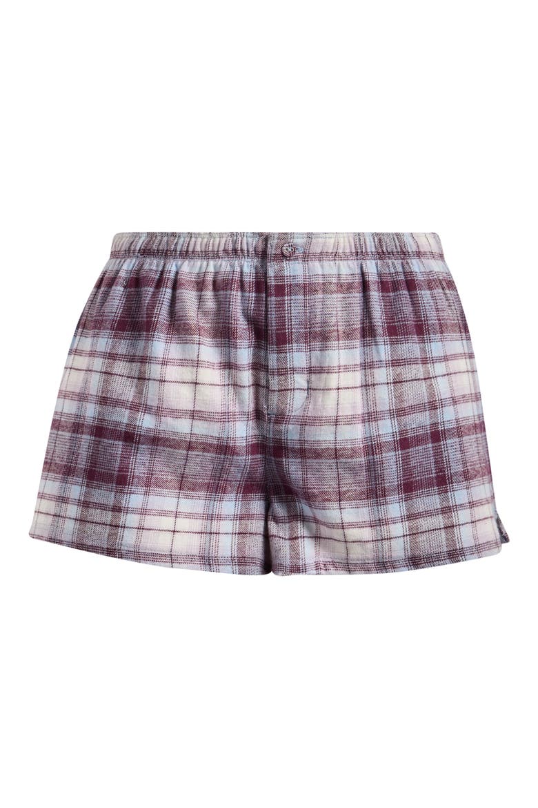 Flannel Plaid Sleep Boxer Shorts, Main, color, IRIS MICA PLAID
