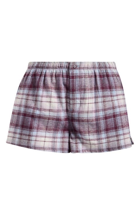 Flannel Plaid Sleep Boxer Shorts