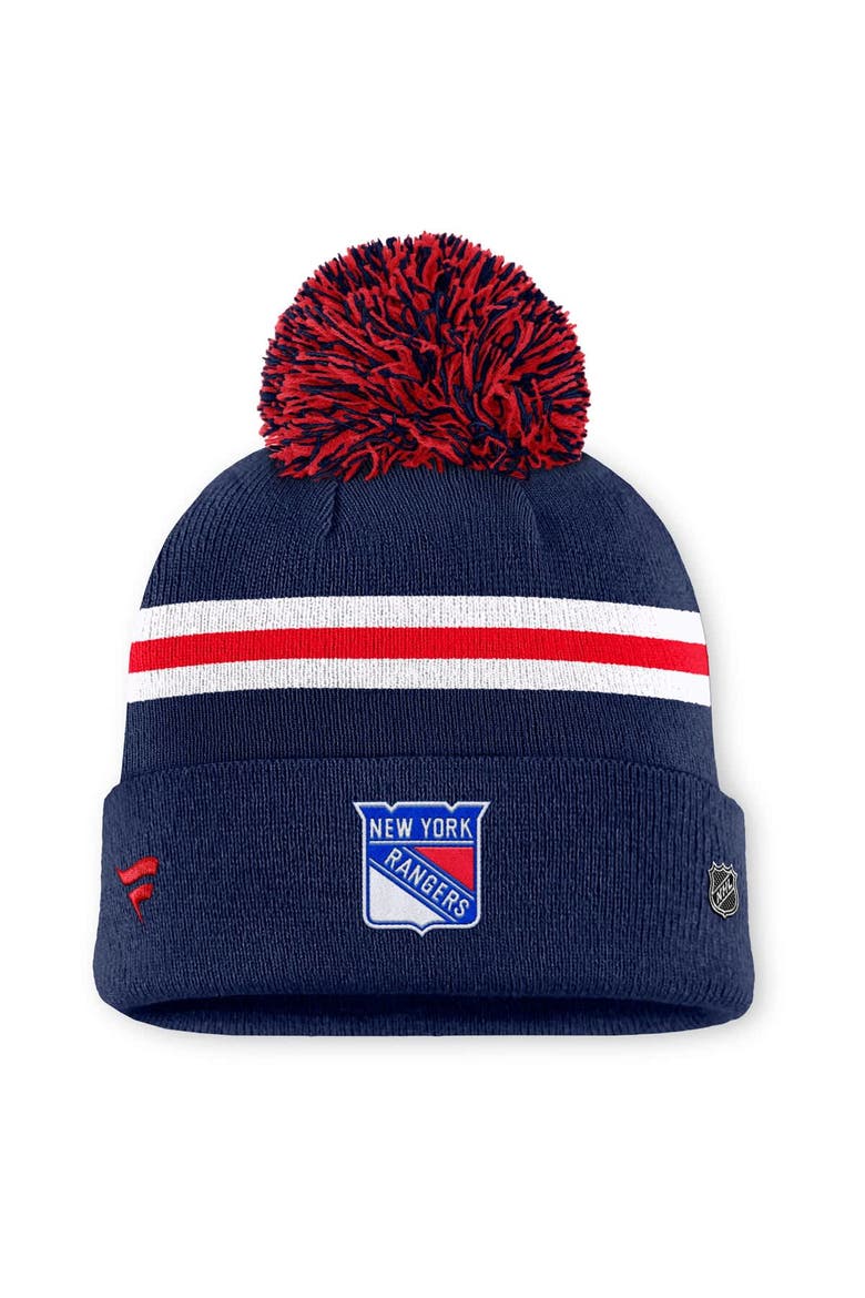 Women's Fanatics Navy New York Rangers Authentic Pro Rink Cuffed Knit Hat with Pom, Alternate, color, Navy