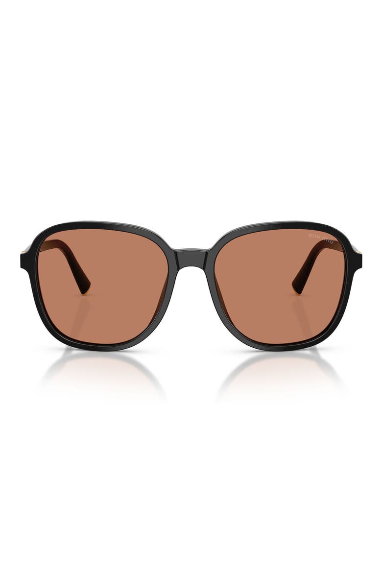58mm Polarized Pillow Sunglasses, Main, color, BLACK / BROWN