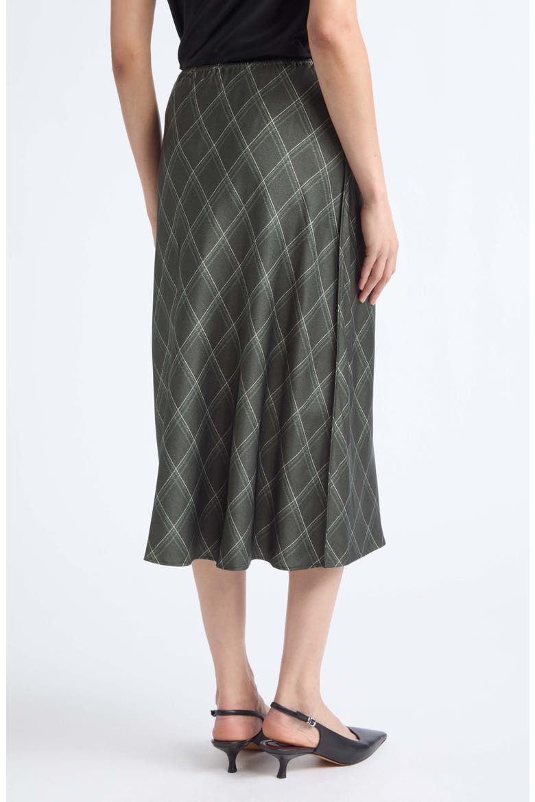 Diamond Plaid Satin Skirt, Alternate, color, DARK MOSS/ SAGE