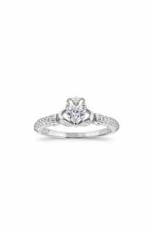 Heart Cut Cubic Zirconia Claddagh Ring
