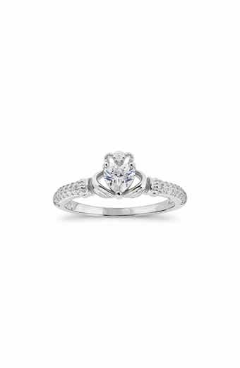 Heart Cut Cubic Zirconia Claddagh Ring