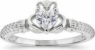 Queen Jewels Heart Cut Cubic Zirconia Claddagh Ring