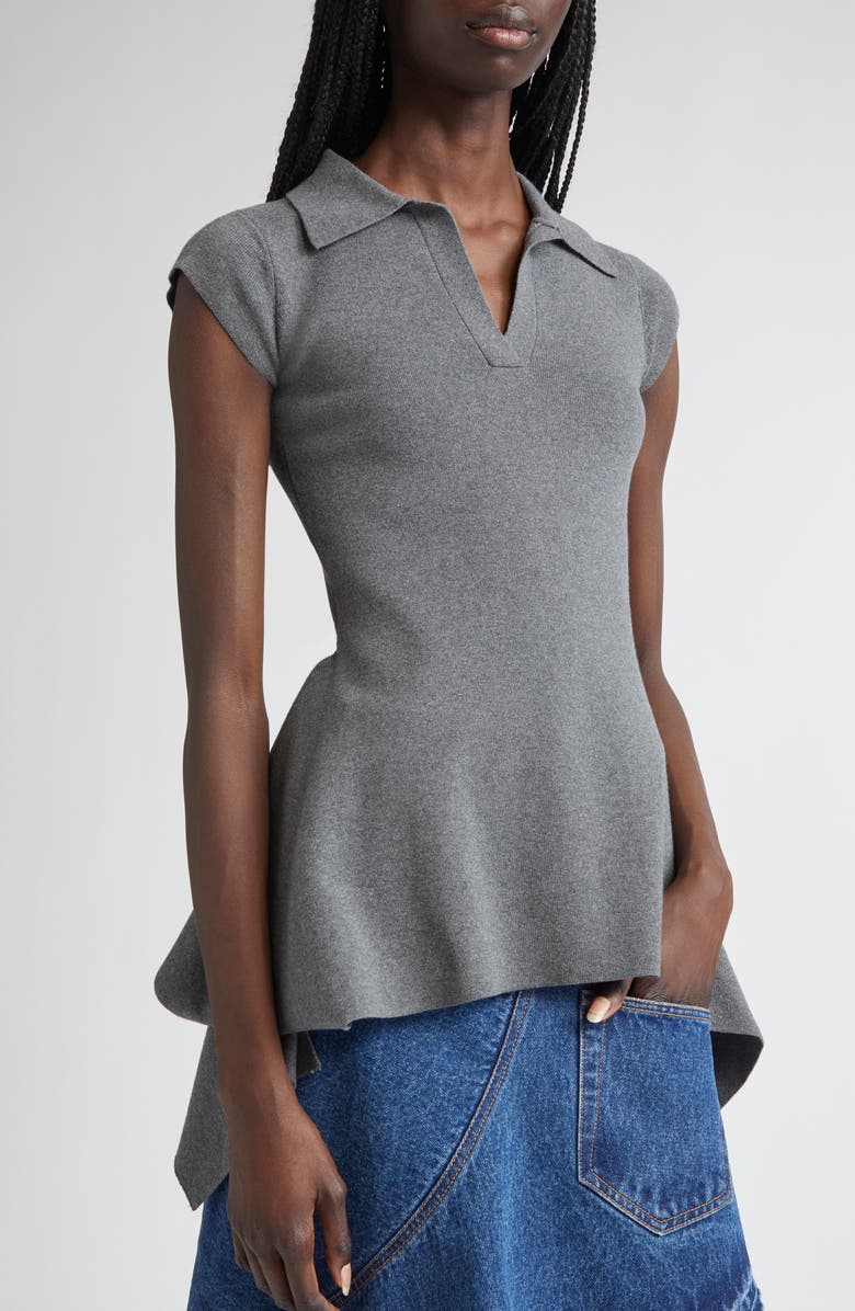 MONSE Handkerchief Hem Polo, Alternate, color, Charcoal