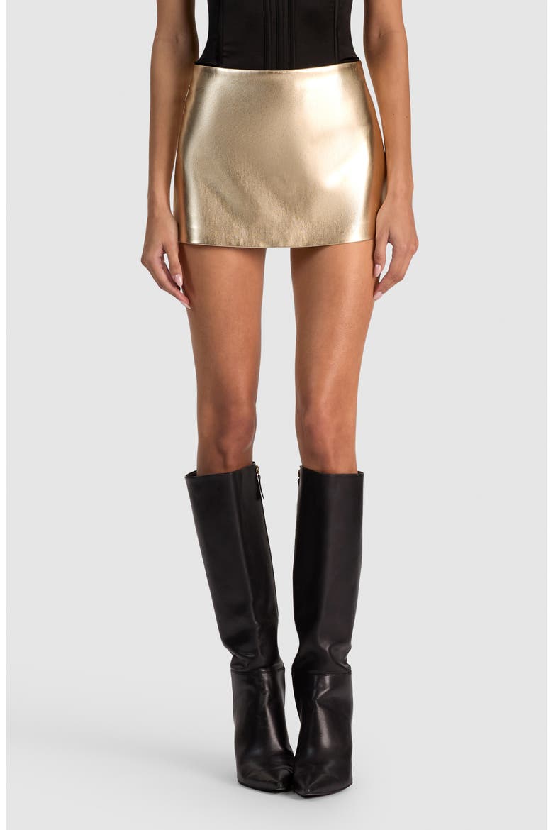 Metallic Faux Leather Miniskort, Main, color, GOLD