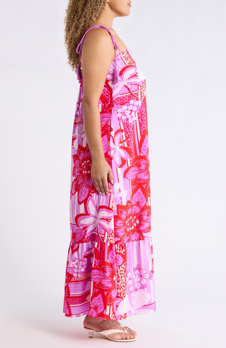 SUGARLIPS Barba Tropical Print Sleeveless Maxi Dress, Alternate, color, Red-White