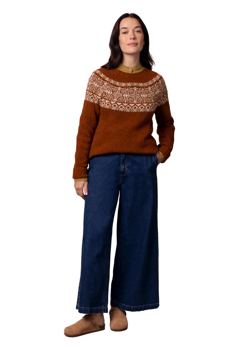 Donegal Fair Isle Yoke Sweater, Alternate, color, Rust
