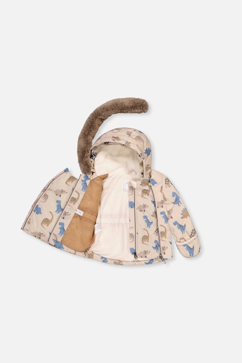 Dinosaur Two Piece Coat Pants & Neckwarmer Snowsuit, Alternate, color, Blue Dinosaur Print