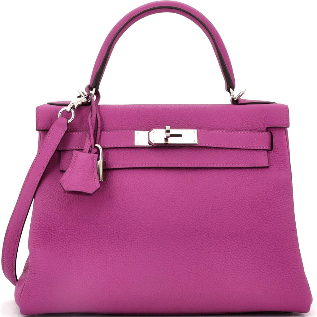 Pre-owned Hermes Hermes Kelly Handbag Pink Togo With Palladium Hardware 28 In Purple