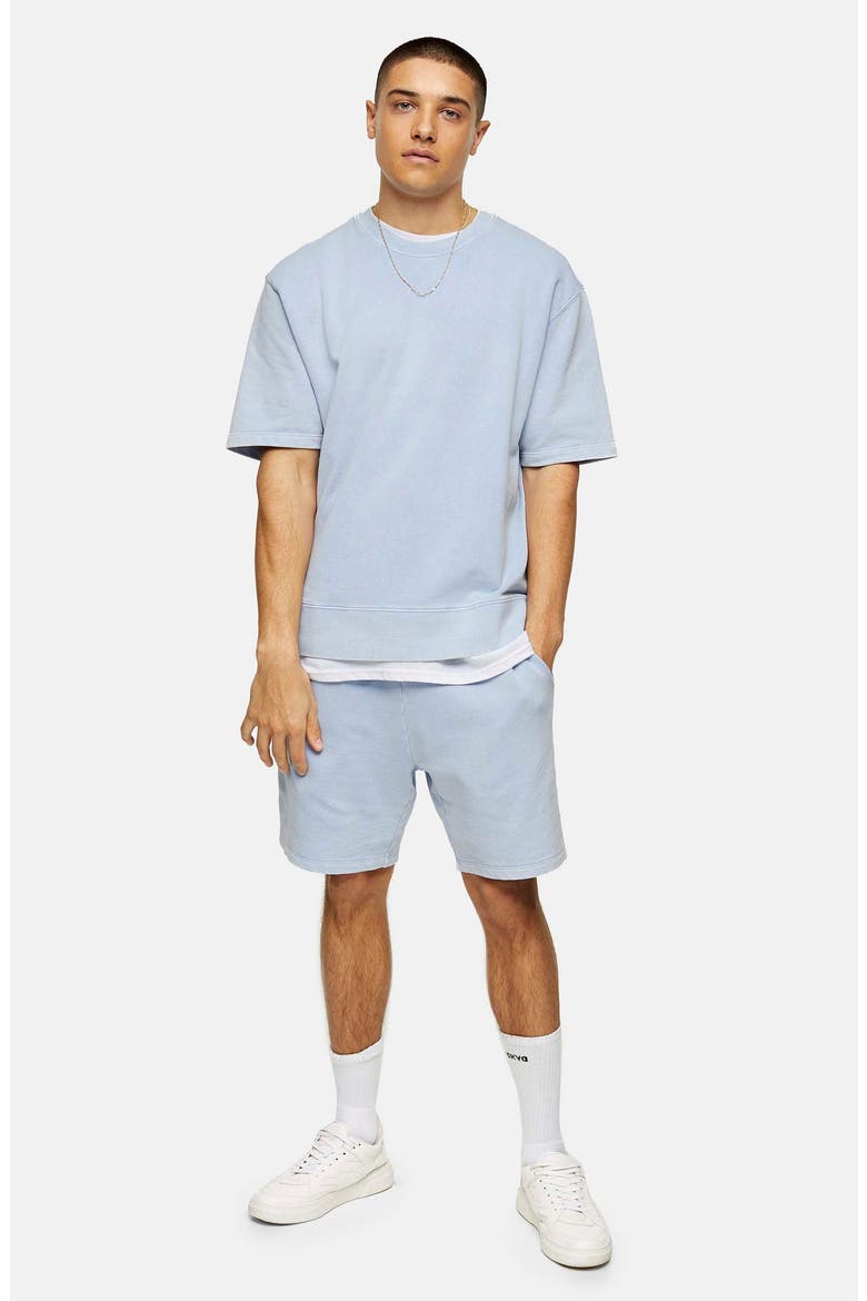 Short Sleeve French Terry Sweatshirt, Alternate, color, BLUE