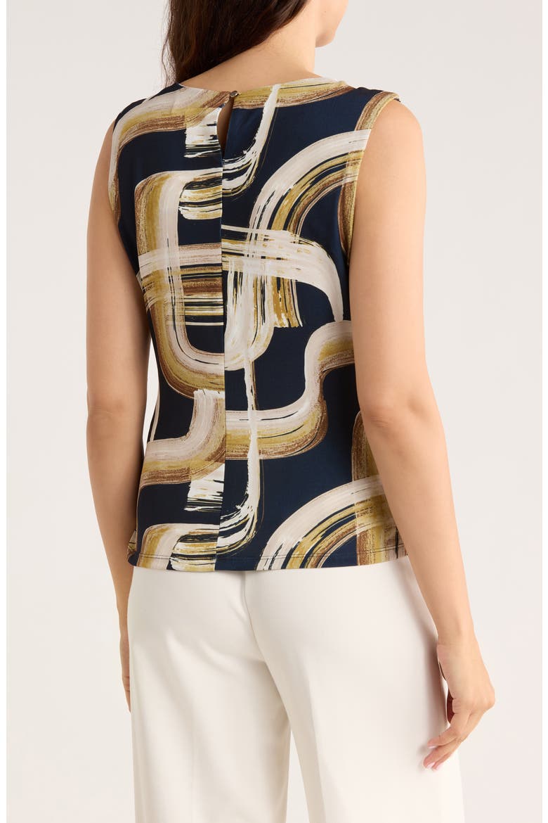 Pleated Neck Sleeveless Top, Alternate, color, NAVY MULTI