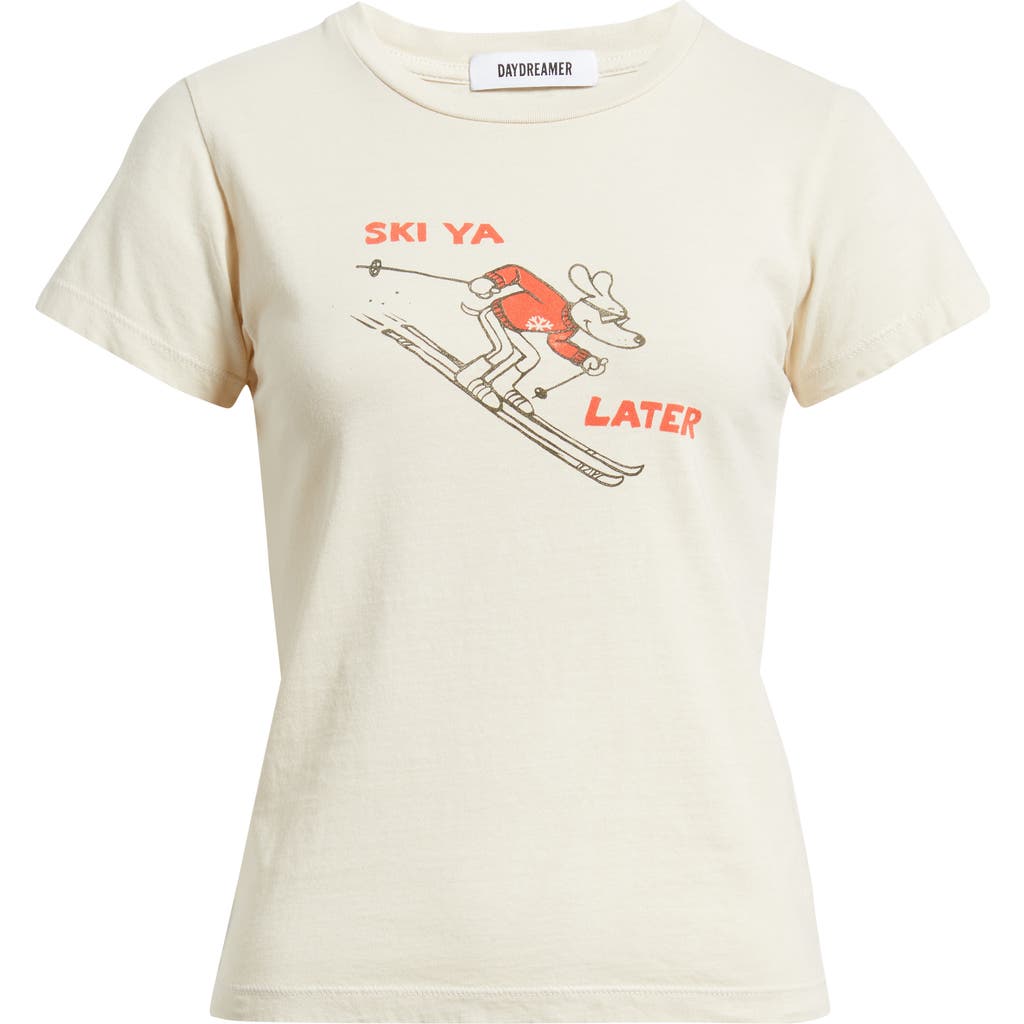 Daydreamer Ski Ya Later Headliner Cotton Graphic T-shirt In White
