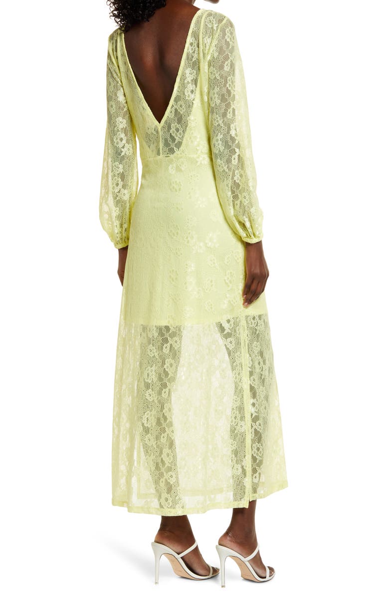 Open Edit Sheer Lace Long Sleeve Maxi Dress, Alternate, color,