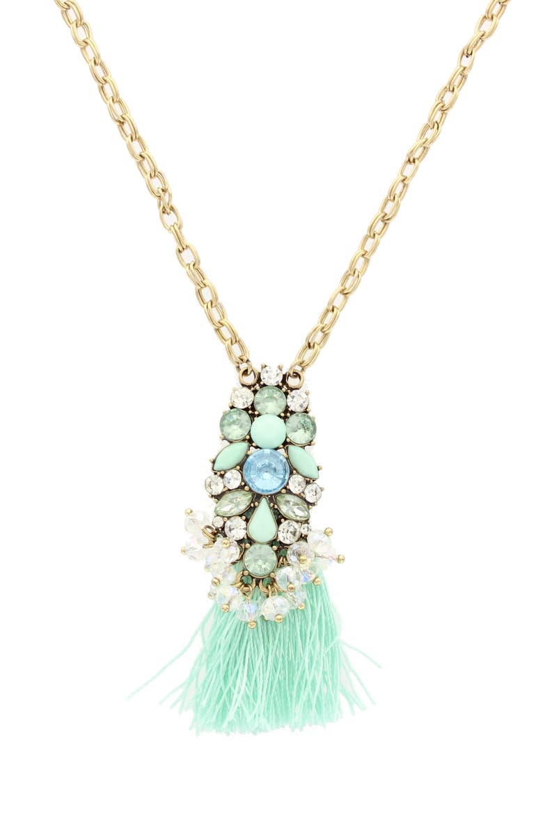 Vianna Tassel Necklace, Main, color, GOLD / MINT