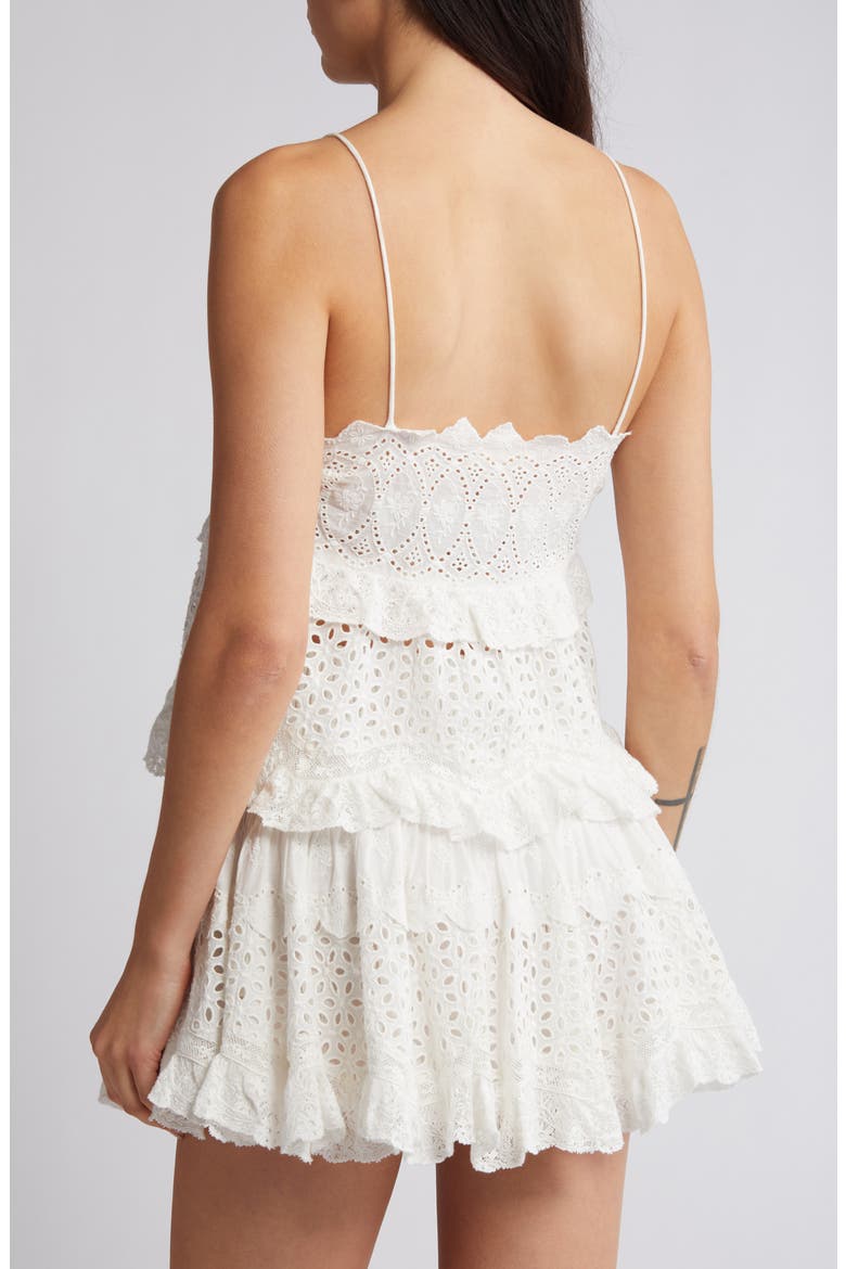 Senta Embroidered Eyelet Cotton Crop Peplum Top, Alternate, color, OFF WHITE