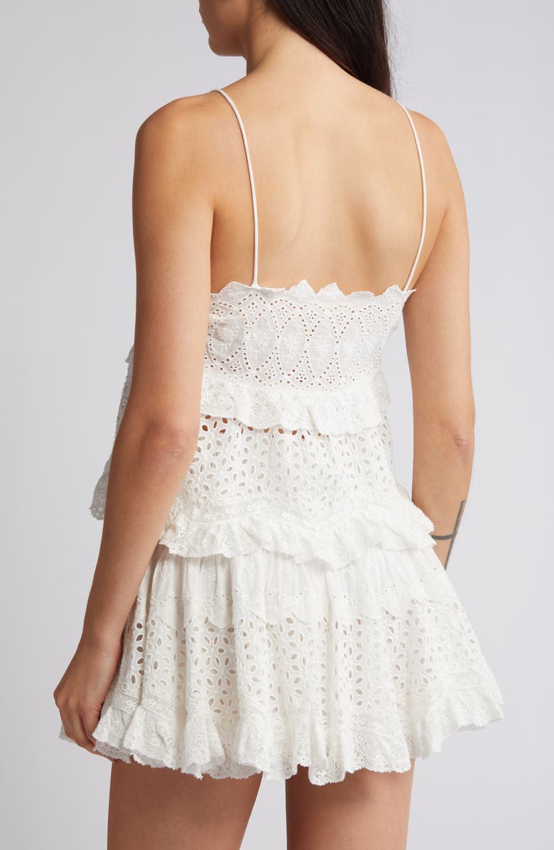 LoveShackFancy Senta Embroidered Eyelet Cotton Crop Peplum Top, Alternate, color, 