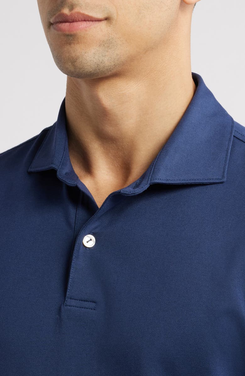 Peter Millar Crown Crafted Solid Performance Piqué Polo, Alternate, color, Navy