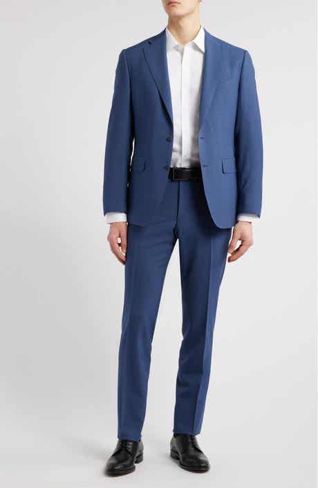 Canali Capri Trim Fit Solid Blue Impeccabile Super 130s Wool Suit