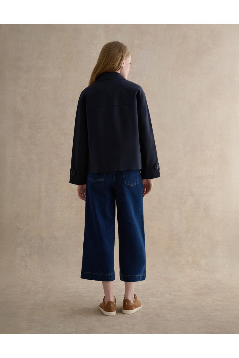 Frida Collared Cropped Trench Coat, Alternate, color, Hobbs Navy