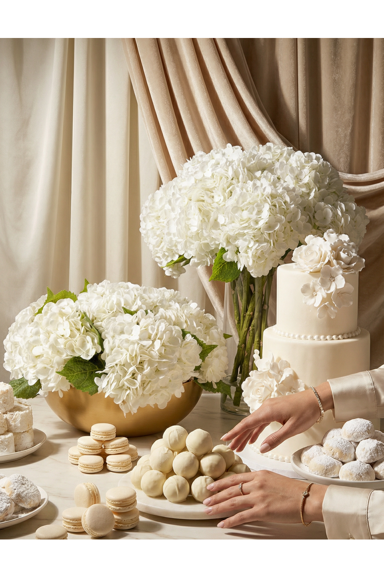 Ian Realtouch Hydrangea Arrangement, Alternate, color, Snow