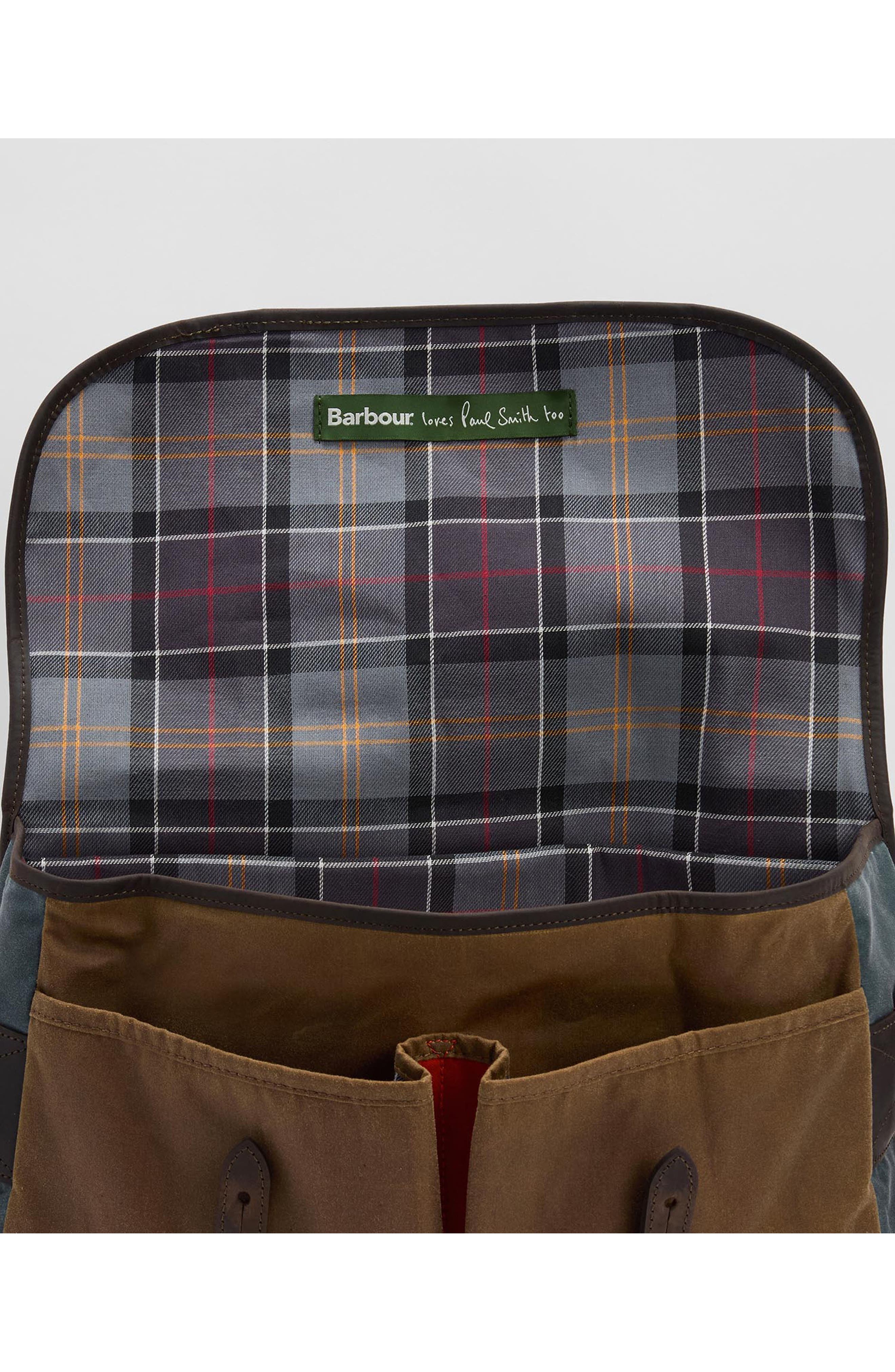 Barbour x Paul Smith Tarras Waxed Cotton Messenger Bag, Alternate, color, Tan