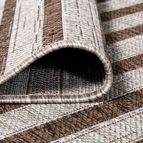 Jonathan Y Sukie Modern Offset Stripe Indoor/outdoor Area Rug In Beige/brown