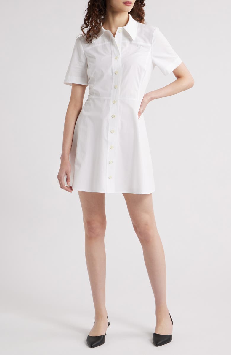 FRAME The Flare Mini Shirtdress, Main, color, White