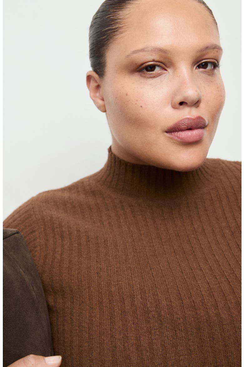Simonet Turtleneck Rib Sweater, Alternate, color, CARAMEL
