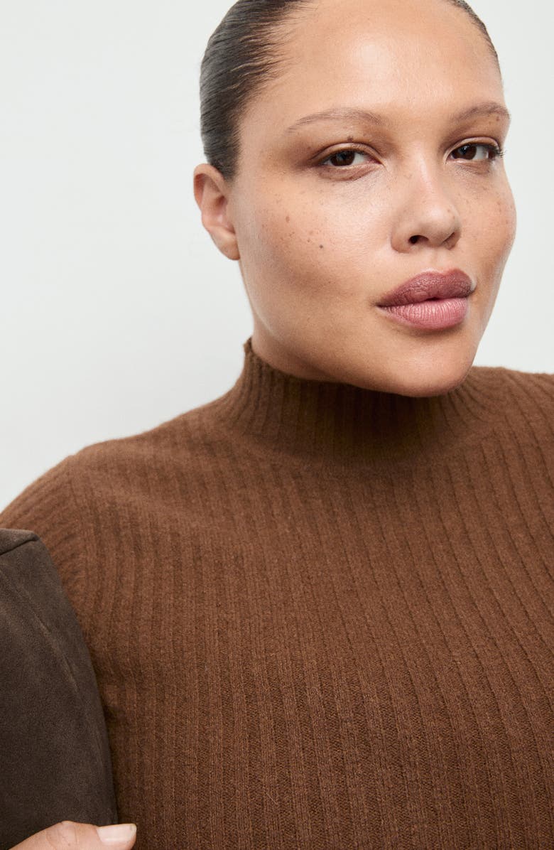 MANGO Simonet Turtleneck Rib Sweater, Alternate, color, Caramel