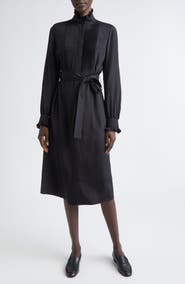 Lafayette 148 New York Pintuck Bib Long Sleeve Tuxedo Dress