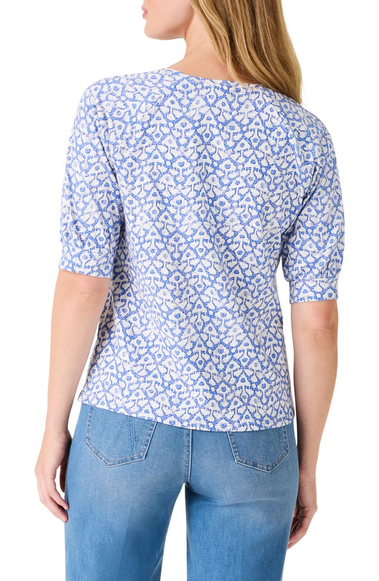 NZT by NIC+ZOE Dotty Ikat Print Cotton V-Neck Top, Alternate, color, 