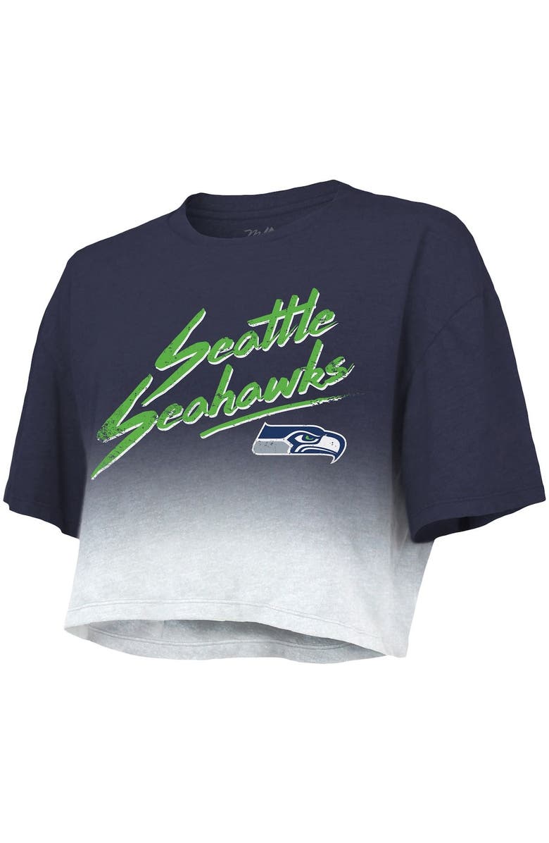Majestic Threads Women's Majestic Threads DK Metcalf Navy/White Seattle Seahawks Dip-Dye Player Name & Number Crop Top, Alternate, color, Navy