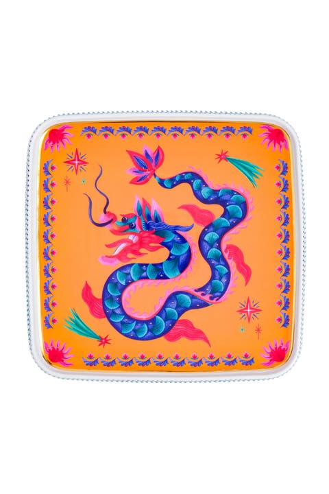 Shekou Porcelain Decorative Tray 11X11X1 In