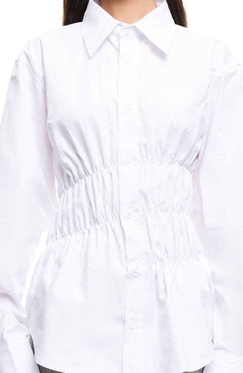 Lioness Chloe Cotton Wide Sleeve Cuffed Ruched Detail Oversized Shirt