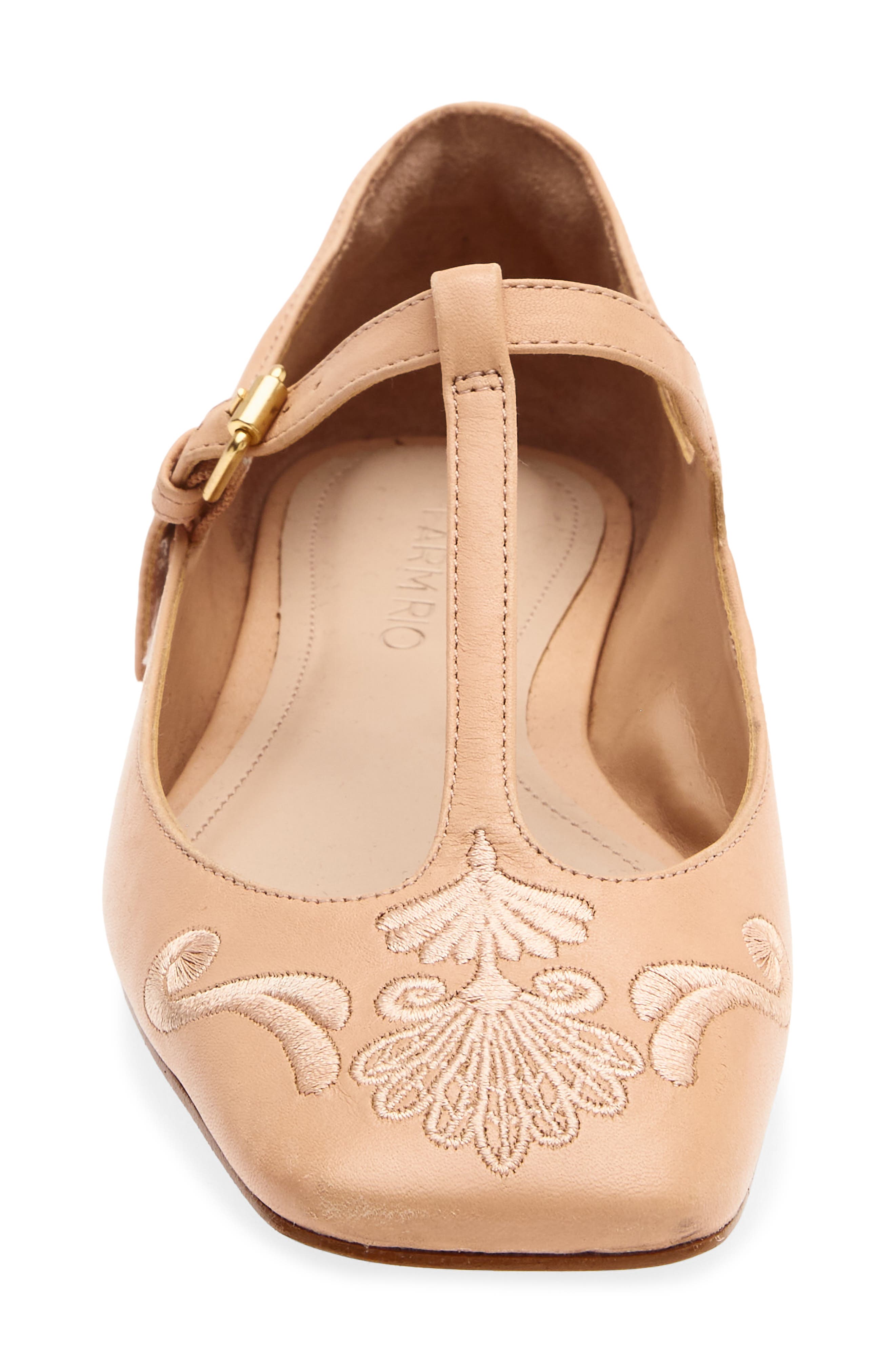 Rechillieu T-Strap Leather Flat, Alternate, color, OLD BLUSH