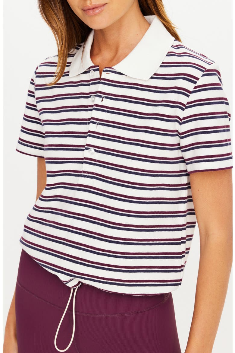 Sophie Stripe Organic Cotton Crop Polo, Alternate, color, STRIPE