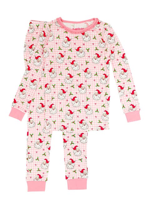 Rufflebutts Softsnooze Girls Ruffle Long Sleeve Pajama Set In Pink