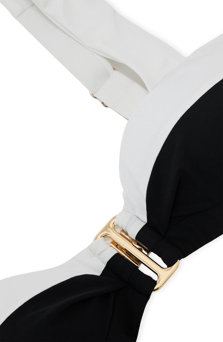 Reiss Abby Bikini Top, Alternate, color, Black/ Ivory