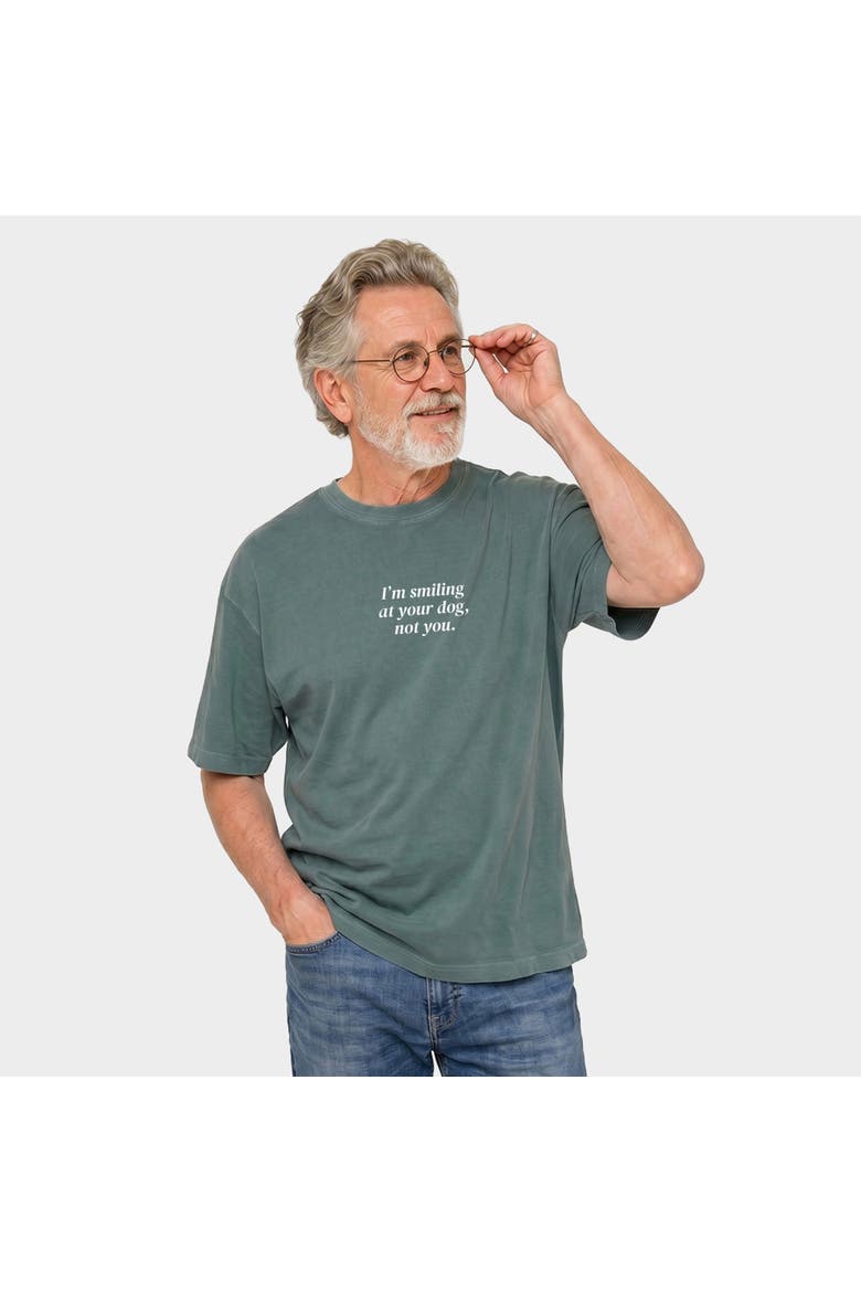I'm Smiling At Your Dog, Not You Garment Dyed T-Shirt, Alternate, color, Blue Spruce
