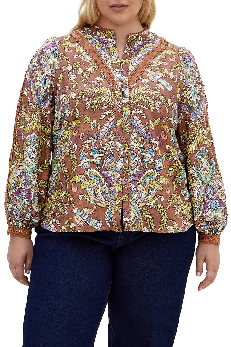 Paisley Print Split Neck Blouse, Main, color, PRINT