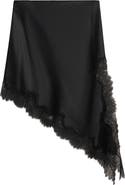 MANGO Asymmetric Satin & Lace Skirt