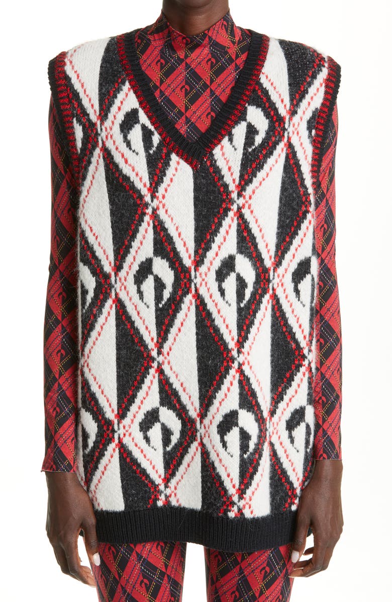 Marine Serre Harlequeen Wool Blend Sweater Vest, Main, color, 