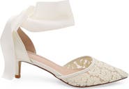 Kailee P Claudia Crochet Lace Kitten Heel with Satin Wrapped Tie