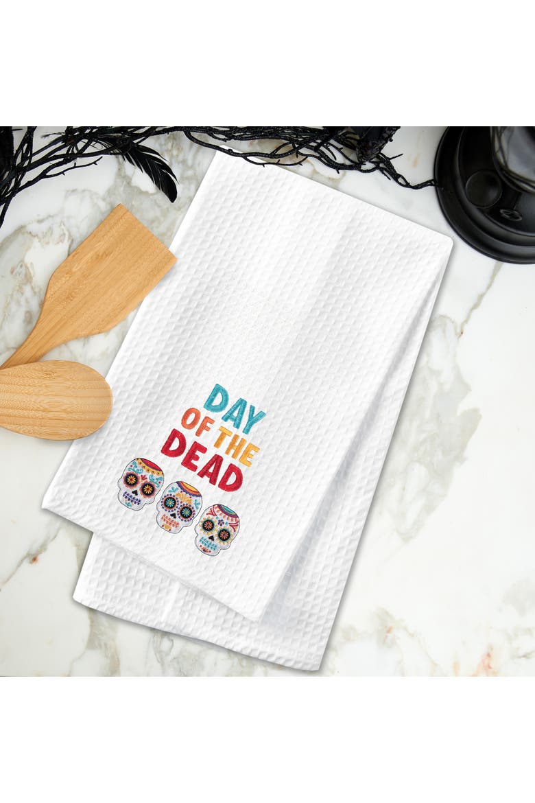 Skull Trio Flour Sack Cotton Halloween Dishtowel, Alternate, color, White