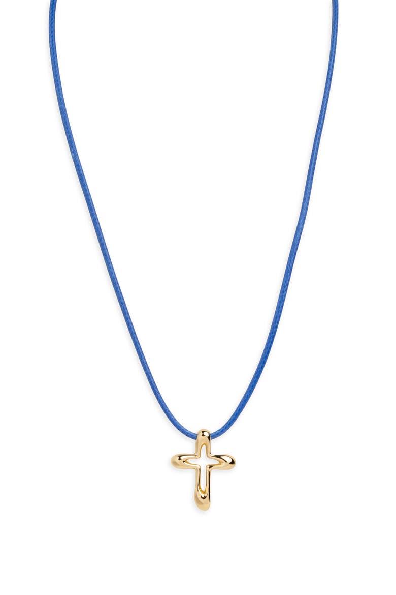 Cross Cord Necklace, Main, color, GOLD/ BLUE