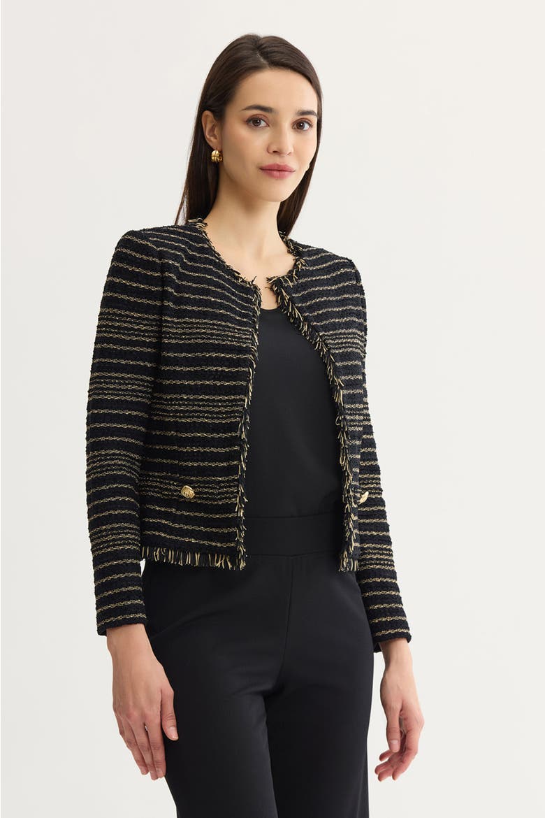 Lurex Tweed Knit Jacket, Alternate, color, Black/Gold