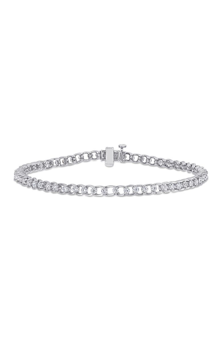 DELMAR Sterling Silver Created 1 7/8ctw Moissanite Bracelet, Main, color, White