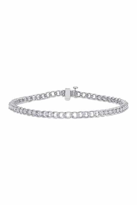 DELMAR Sterling Silver Created 1 7/8ctw Moissanite Bracelet